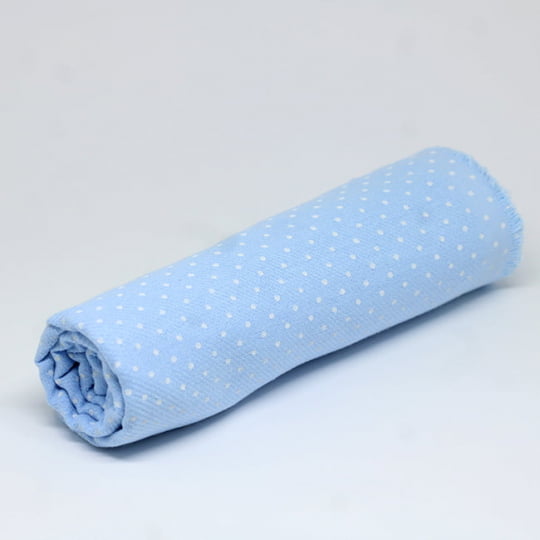 Tecido Flanela Baby - Pontinhos Brancos - Fundo Azul - 100% Algodão - Largura: 80cm