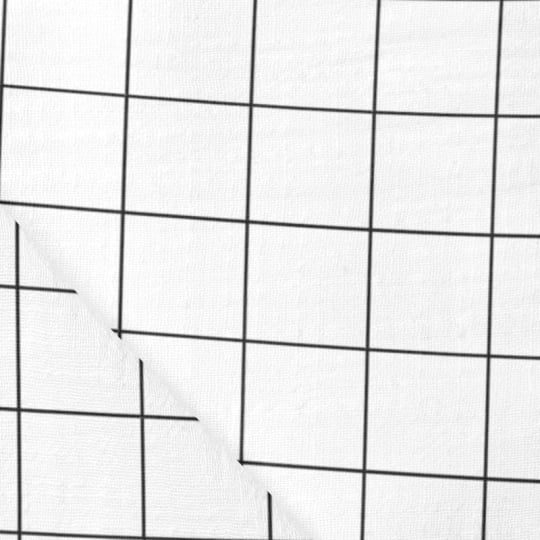 Tecido Fralda Estampada - Square Grid - Branco  - 100% Algodão - 70cm x 70cm
