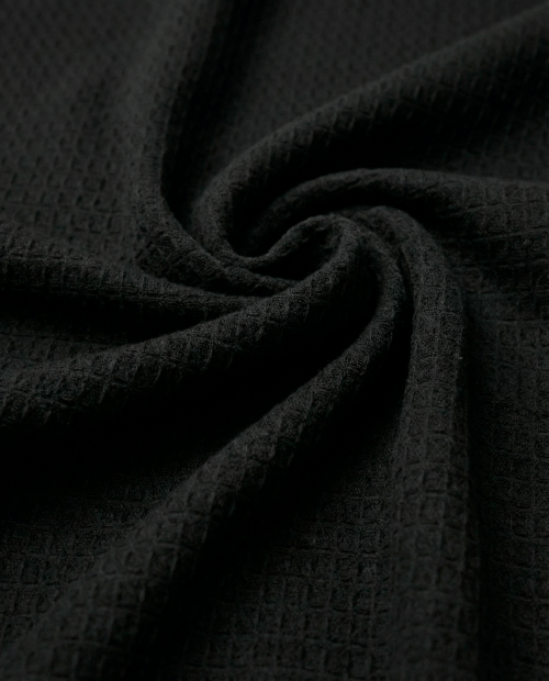 Tecido Favo Portugal - Preto - 100% Algodão - Largura 1,50m