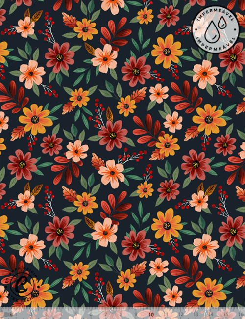 Tecido Sarja Impermeável Especial Coleção Inverno Boreal – Ramos do Bosque - 100% Algodão - Largura 1,50m