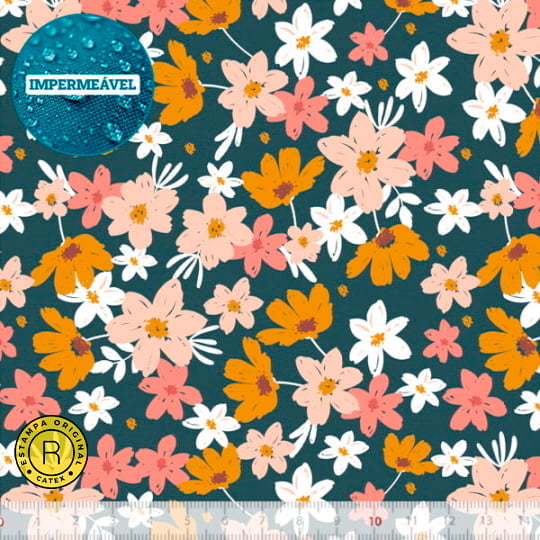 Tecido Sarja Impermeável Especial Coleção Spring Liberty - Floral Inspiração - 100% Algodão - Largura 1,50m