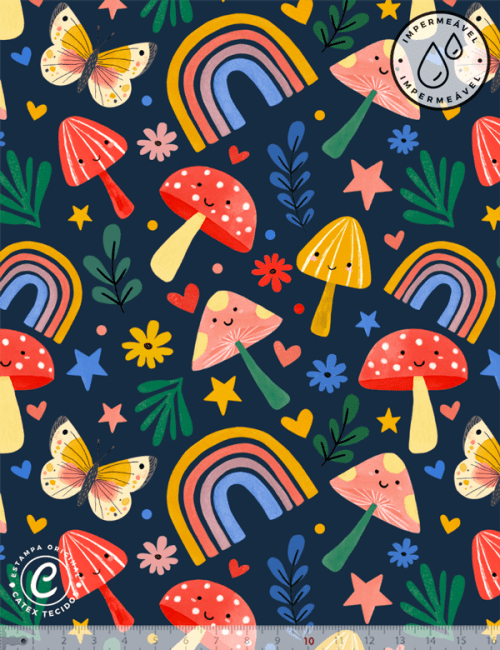 Tecido Sarja Impermeável Especial Linha Colorful Catex - Jardim Colorê - 100% Algodão - Largura 1,50m