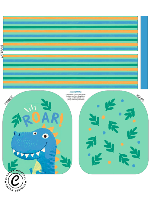 Sintético Doll - Painel Mini Mochila Dot - Dino Roar