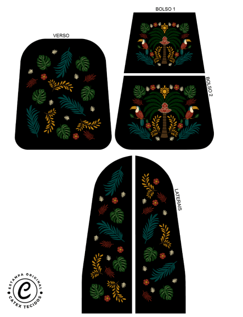 Sintético Doll - Painel Mochila Domo - Tropical Chic