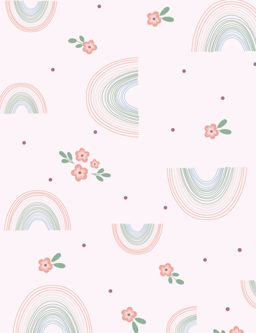 Tecido Flanela Baby - Arco de Flores - 100% Algodão - Largura: 80cm