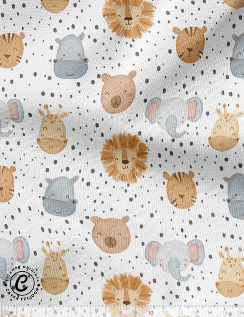 Tecido Flanela Baby Especial - Cute Safári Dots - 100% Algodão - Largura: 1,44m