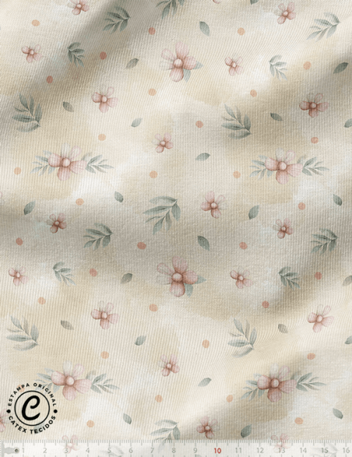 Tecido Flanela Baby Especial - Floral Ovelhinha - 100% Algodão - Largura: 1,44m