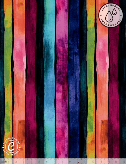 Tecido Sarja Impermeável Especial Coleção Colorida por Cami - Folhagens Tropicais - Composê - 100% Algodão - Largura 1,50m