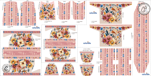 Tecido Sarja Impermeável Especial Coleção Colorida por Cami - Painel - Canto dos Pássaros - 100% Algodão - 0,75m x 1,50m