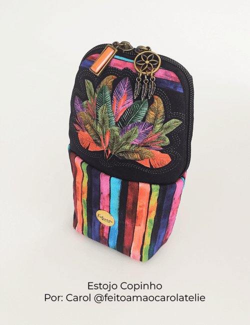 Tecido Sarja Impermeável Especial Coleção Colorida por Cami - Painel - Folhagens Tropicais - 100% Algodão - 0,75m x 1,50m