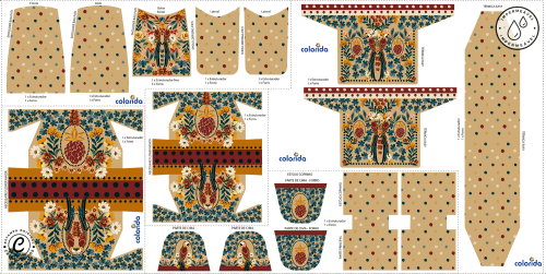 Tecido Sarja Impermeável Especial Coleção Colorida por Cami - Painel - Jardim Tropical - 100% Algodão - 0,75m x 1,50m