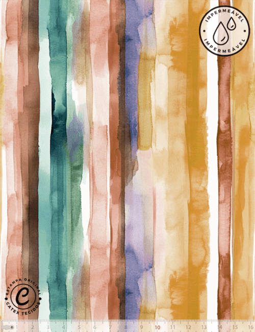 Tecido Sarja Impermeável Especial Coleção Colorida por Cami - Vôo de Aquarela - Composê - 100% Algodão - Largura 1,50m