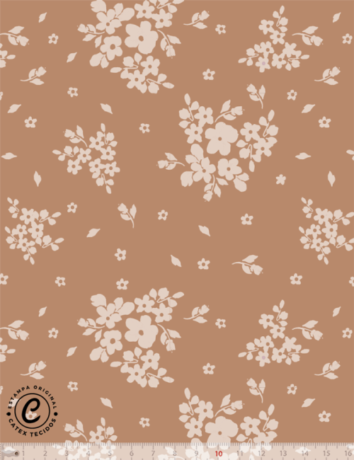 Tecido Tricoline Especial Coleção Dolce Vita por Cintia Costura - Flores Delicadas - Café com Leite - 100% Algodão - Largura 1,50m Tecido Tricoline Especial Coleção Dolce Vita por Cintia Costura - Flores Delicadas - Café com Leite - 100% Algodão - Largura 1,50m
