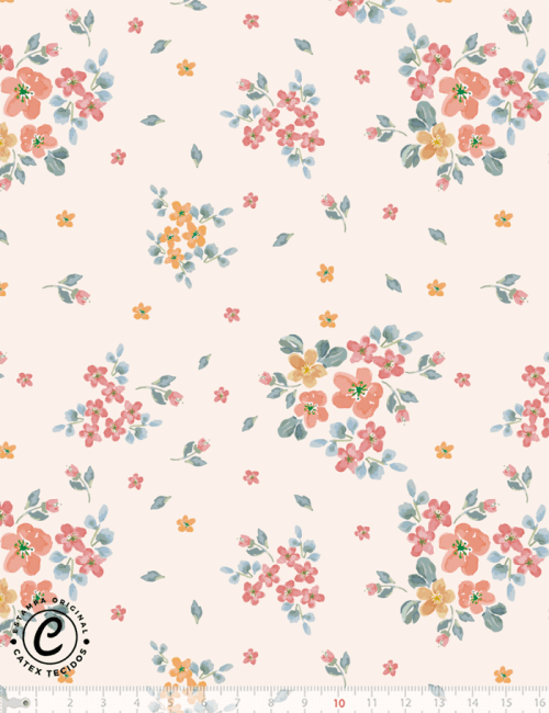 Tecido Tricoline Especial Coleção Dolce Vita por Cintia Costura - Flores da Manhã - 100% Algodão - Largura 1,50m Tecido Tricoline Especial Coleção Dolce Vita por Cintia Costura - Flores da Manhã - 100% Algodão - Largura 1,50m