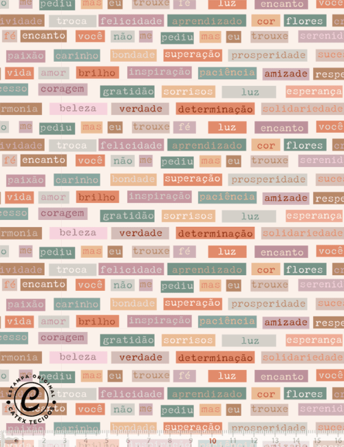 Tecido Tricoline Especial Coleção Dolce Vita por Cintia Costura - Palavras de Afeto - 100% Algodão Tecido Tricoline Especial Coleção Dolce Vita por Cintia Costura - Palavras de Afeto - 100% Algodão