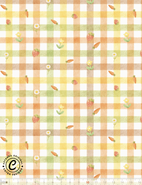 Tecido Tricoline Especial Coleção Débora Radtke - Barrigudim Xadrez - 100% Algodão - Largura 1,50m Tecido Tricoline Especial Coleção Débora Radtke - Barrigudim Xadrez - 100% Algodão - Largura 1,50m