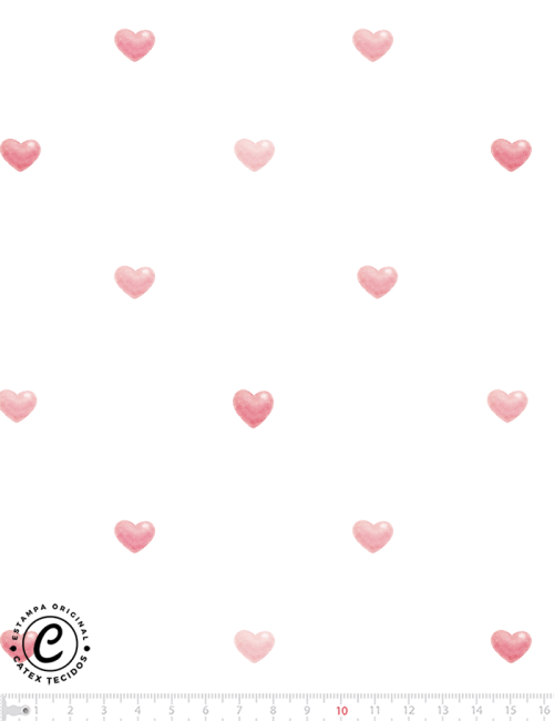 Tecido Tricoline Especial Coleção Débora Radtke - Peti Petá Rosa - Corações - 100% Algodão - Largura 1,50m Tecido Tricoline Especial Coleção Débora Radtke - Peti Petá Rosa - Corações - 100% Algodão - Largura 1,50m