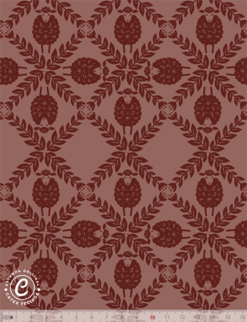 Tecido Tricoline Especial Coleção Farm Life por Anita Catita - Outono Lã Real - 100% Algodão - Largura 1,50m