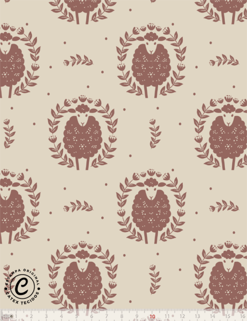 Tecido Tricoline Especial Coleção Farm Life por Anita Catita - Outono Nuvem de Lã - 100% Algodão - Largura 1,50m