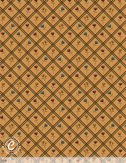 Tecido Tricoline Coleção Patch Country - Floral E15256 - 100% Algodão - Largura 1,50m