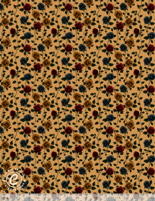Tecido Tricoline Coleção Patch Country - Floral E15257 - 100% Algodão - Largura 1,50m