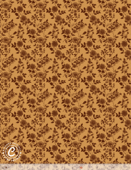 Tecido Tricoline Coleção Patch Country - Floral E15260 - 100% Algodão - Largura 1,50m