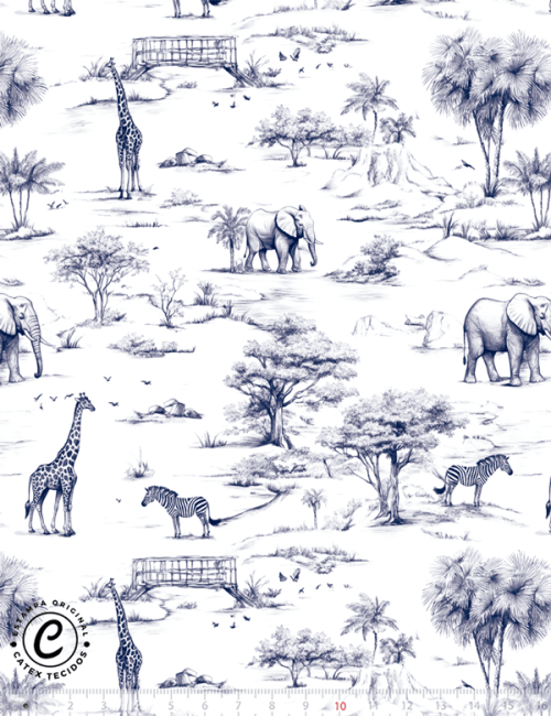 Tecido Tricoline Especial Blue Savana - 100% Algodão - Largura 1,50m