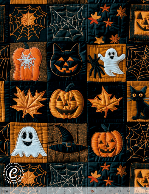 Tecido Tricoline Especial Coleção 3D - Halloween Patchwork - 100% Algodão - Largura 1,50m