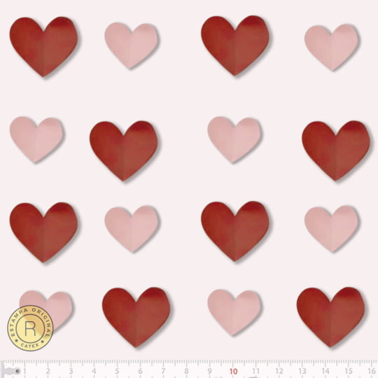Tecido Tricoline Especial Coleção Amor de Mãe - Corações - 100% Algodão - Largura 1,50m