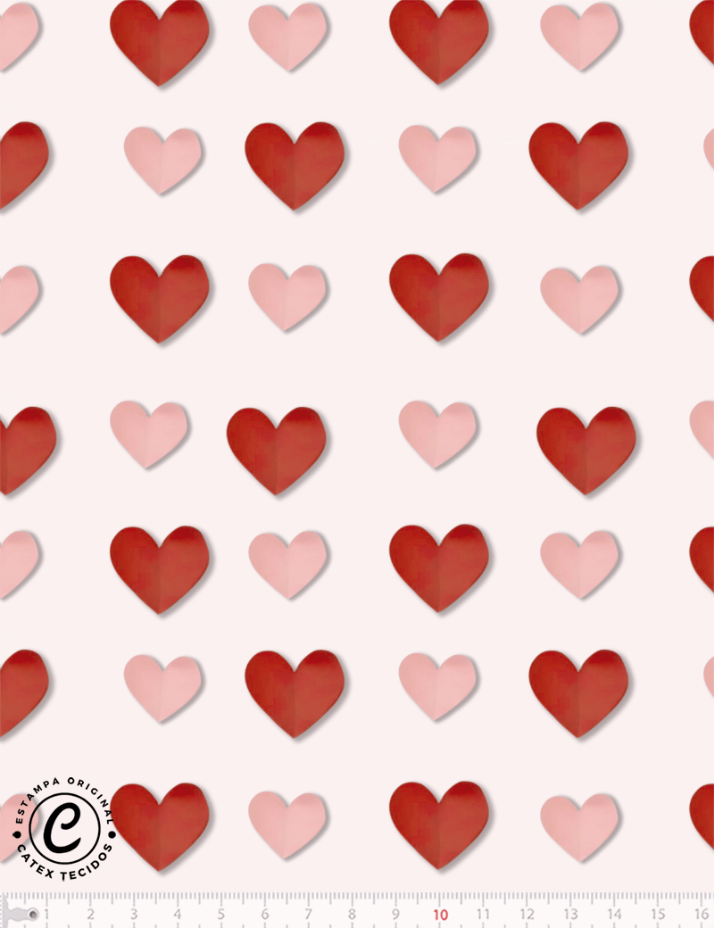 Tecido Tricoline Especial Coleção Amor de Mãe - Corações - 100% Algodão - Largura 1,50m