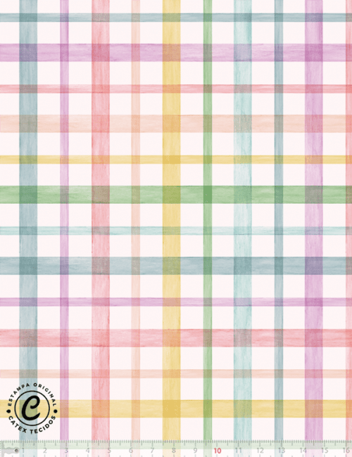 Tecido Tricoline Especial Coleção Candy Dreams - Xadrez Confeiteiro - 100% Algodão - Largura 1,50m