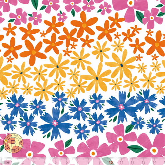 Tecido Tricoline Especial Coleção Chuva de Alegria - Floral Colorido - 100% Algodão - Largura 1,50m