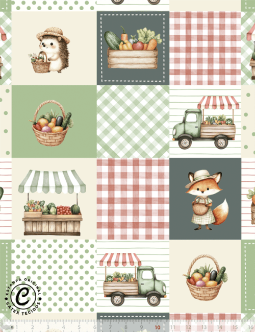 Tecido Tricoline Especial Coleção Dia de Feira - Sabor da Feira - Algodão - Largura 1,50m