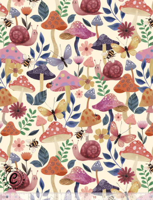 Tecido Tricoline Especial Coleção Fungi Pop – Garden - 100% Algodão - Largura 1,50m