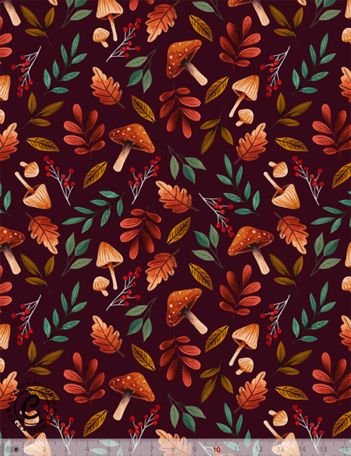Tecido Tricoline Especial Coleção Inverno Boreal – Cogumelos Silvestres & Folhagens - 100% Algdão - Largura 1,50m Tecido Tricoline Especial Coleção Inverno Boreal – Cogumelos Silvestres & Folhagens - 100% Algdão - Largura 1,50m