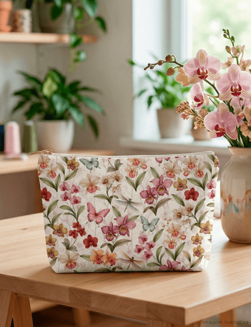 Tecido Tricoline Especial Coleção Jardim das Orquídeas - Orquidário Encantado - 100% Algodão - Largura 1,50m