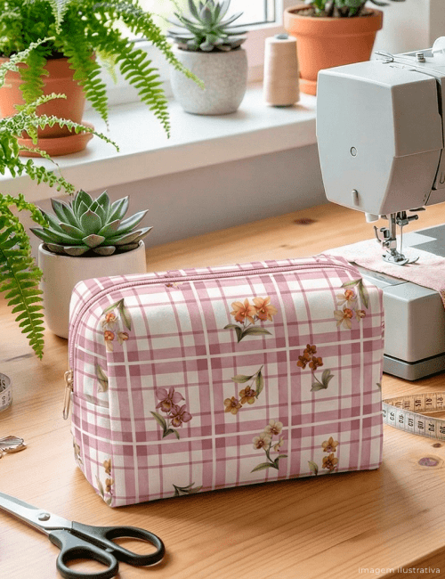 Tecido Tricoline Especial Coleção Jardim das Orquídeas - Xadrez - 100% Algodão - Largura 1,50m