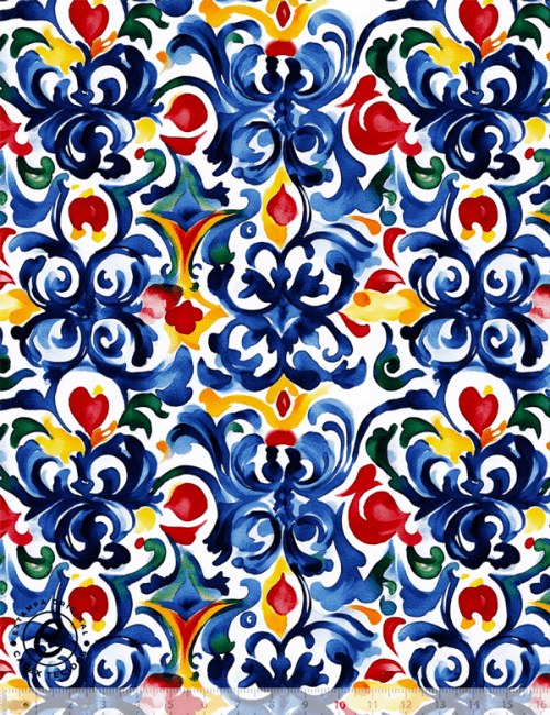 Tecido Tricoline Especial Coleção Bella Italia - Azulejo de Positano - 100% Algodão - Largura 1,50m