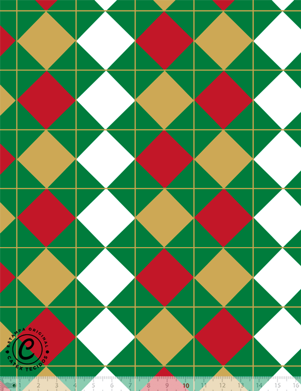 Tecido Tricoline Especial Coleção Natal Encantado - Xadrez Verde - 100% Algodão - Largura 1,50m