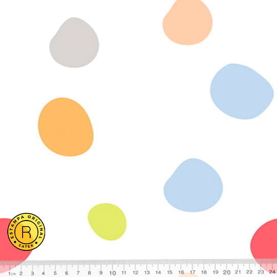 Tecido Tricoline Especial Coleção Pop Color - Bolas - 100% Algodão - Largura 1,50m