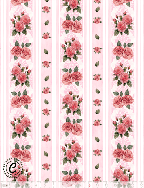 Tecido Tricoline Especial Coleção Primavera Romântica - Romance em Listras -  100% Algodão - Largura 1,50m