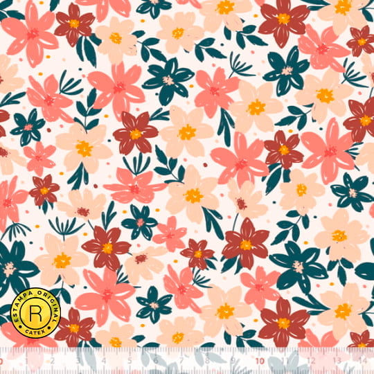Tecido Tricoline Especial Coleção Spring Liberty - Floral Sentimento - 100% Algodão - Largura 1,50m