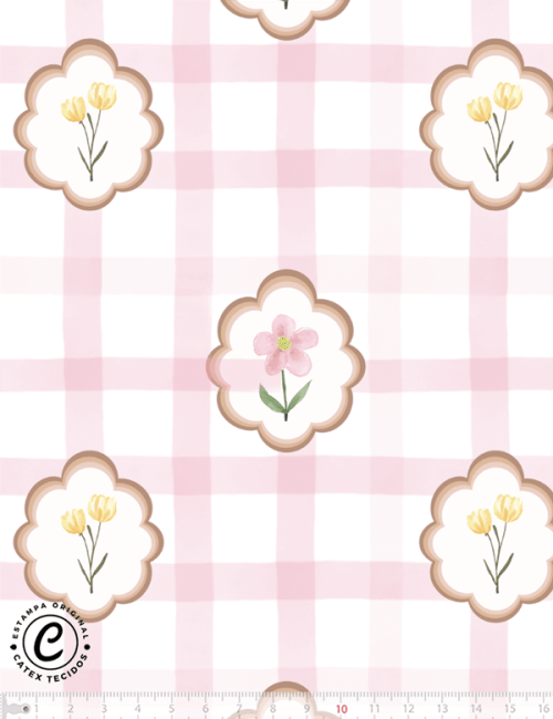 Tecido Tricoline Especial Coleção Teddy Bear Girl - Flores - 100% Algodão - Largura 1,50m