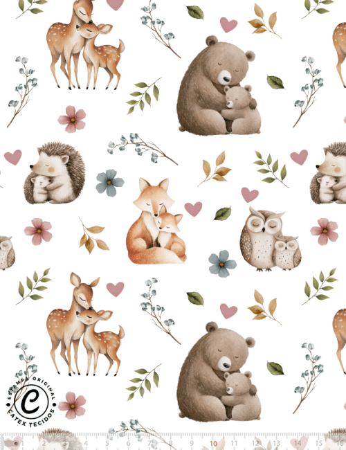 Tecido Tricoline Especial Colo de Mãe - Doce Abraço - 100% Algodão - Largura 1,50m