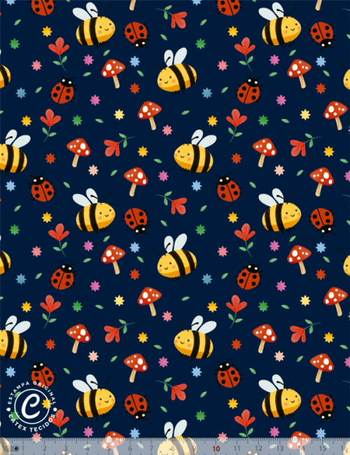 Tecido Tricoline Especial Color Bee - Abelhinhas - 100% Algodão - Largura 1,50m