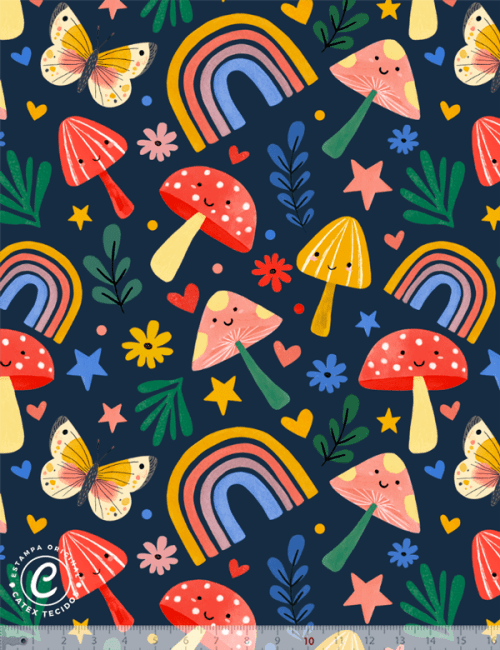 Tecido Tricoline Especial Linha Colorful Catex - Jardim Colorê - Algodão - Largura 1,50m