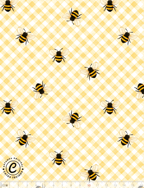 Tecido Tricoline Especial Little Bee - Xadrez - 100% Algodão - Largura 1,50m