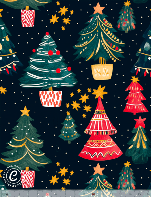 Tecido Tricoline Especial Natal - Coleção Tradições Natalinas - Noite de Luzes - 100% Algodão - Largura 1,50m