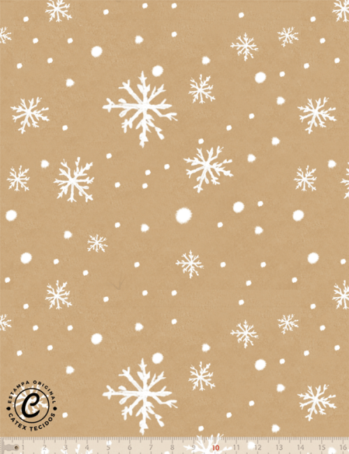 Tecido Tricoline Especial Natal - Coleção Tradições Natalinas - Inverno Dourado - 100% Algodão - Largura 1,50m