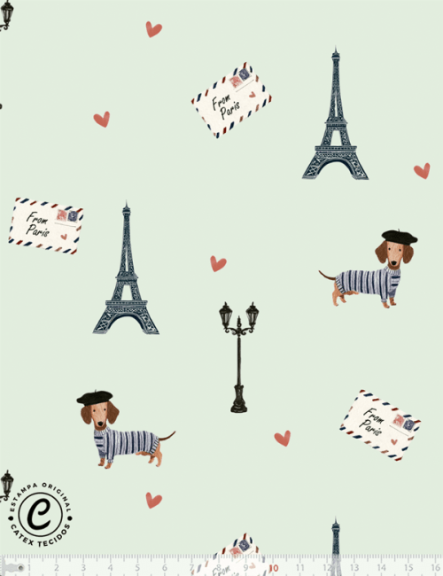 Tecido Tricoline Especial Passeio em Paris - From Paris - 100% Algodão - Largura 1,50m
